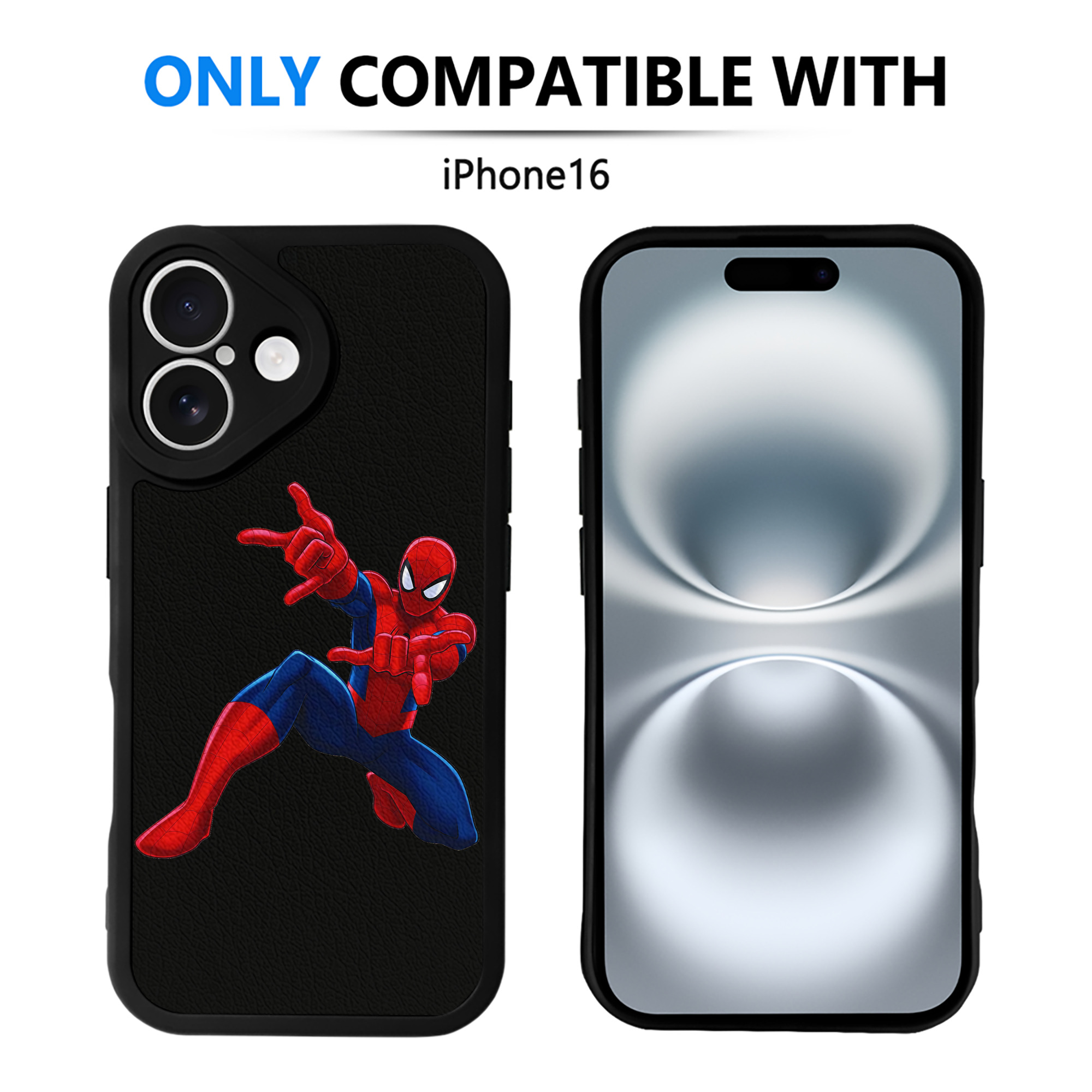 （画像用） Spider Man スパイダーマン 【iPhone 16シリーズ対応】シリコンスマホケース（レザー調） 材質：シリコン